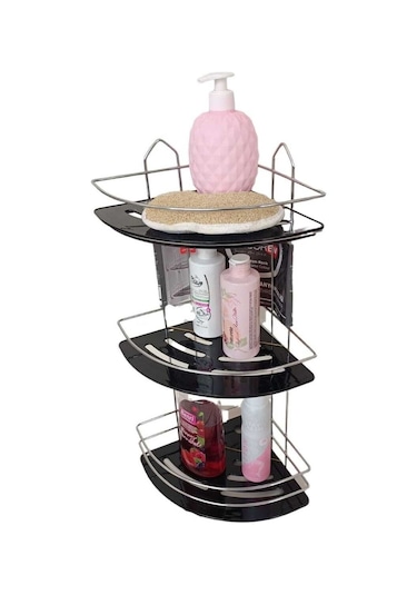 Decorev Dc-5917 Üç Katlı Paslanmaz Krom Banyo Şampuan Köşeliği Çok Renkli