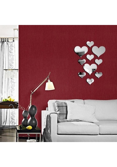 Yaozixa 10 Adet Siyah 3d Kalp Şekilli Akrelik Yansıtar, Duvar Dekoru, Dıy Odası Zenginleştirici, Pvc Materyal, Ev Dekorasyon Aracı Siyah