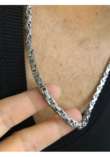 4.5mm Kral Erkek Çelik Beyaz Kolye Işıklı Kutuda Sevgiliye Eşe Babaya Kolye Beyaz