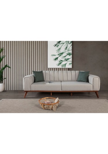 Velar Yataklı Kanepe Keten Krem Krem