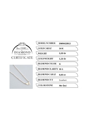 Diamond Collection 14 K Sarı Altın 0.03 Karat Pırlanta Doğal İnci Kolye
