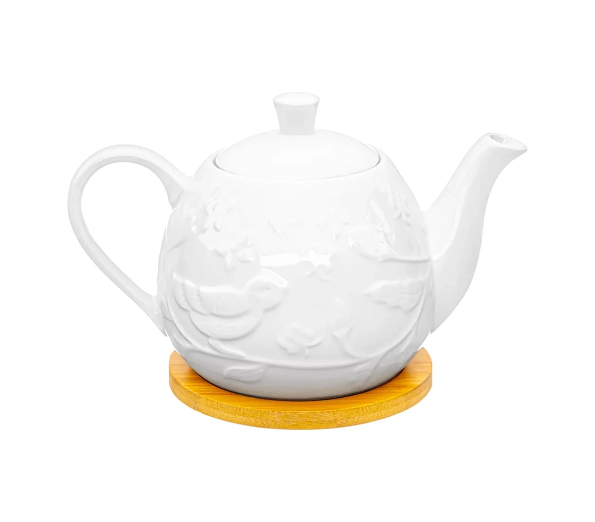 Elan Gallery "dal Üzerindeki Kuşlar" Konturlu Demlik, 900 Ml 209672304 Beyaz