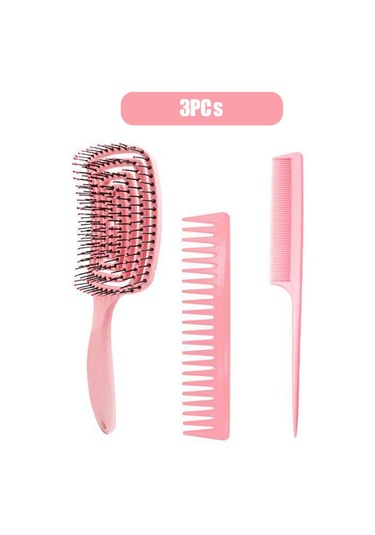 Suofeng 3'lü Saç Fırçası Ve Tarak Seti - Dolaşmayı Önleyen Kalın/ince/düz/kıvırcık Saçlar İçin Paddle Fırça Styling Seti, Islak/kuru Kullanım 4 Renk Erkek & Kadın