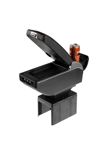 Oto Kolçak Sürgülü Ve Usb Şarj Girişli Tüm Araçlara Uyumlu Kol Dayama 7 Usb Girişli Kolçak Siyah
