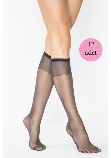 12 Adet Süper Ince 15 Den Mat Pantolon Çorabı Siyah Çok Renkli