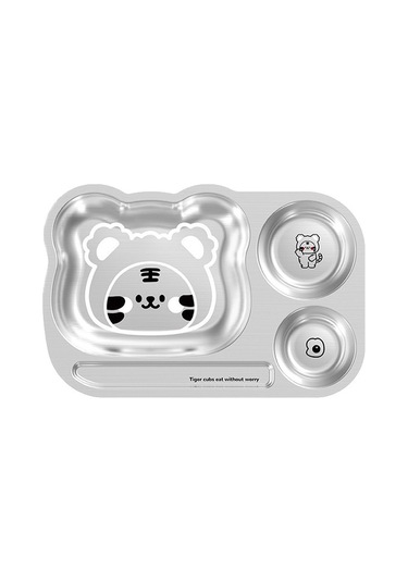 Ev Tipi Düşme Önleyici 304 Paslanmaz Çelik Çocuk Bölme Tepsisi Ahşap