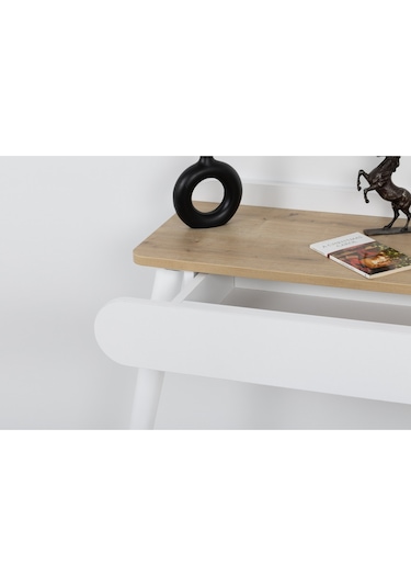 Flora Aisa Meşe 90x32 Cm Dresuar / Aynalı Dresuar / Çekmecelidresuar /antre Dresuar Beyaz - Meşe