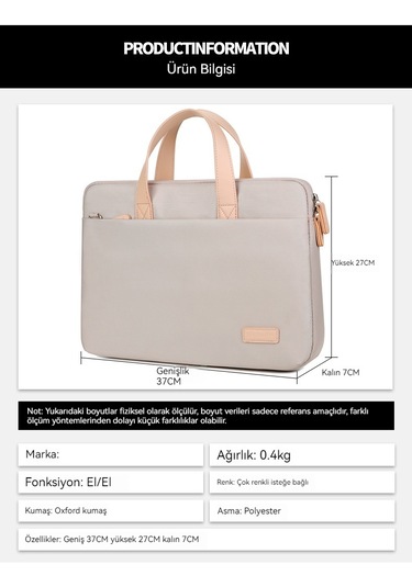 Hqgoodstore Rahat Basit Düz Renk Nefes Alabilen Su Geçirmez Ve Aşınmaya Dayanıklı Büyük Kapasiteli Dizüstü Bilgisayar Çantası 15.6 İnç Açık Mavi Açık Mavi