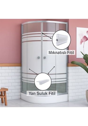 Ayrıntıshop Duşakabin - Cam Kabin Kapı Mıknatıslı Conta Set Takımı 4-6mm Şeffaf