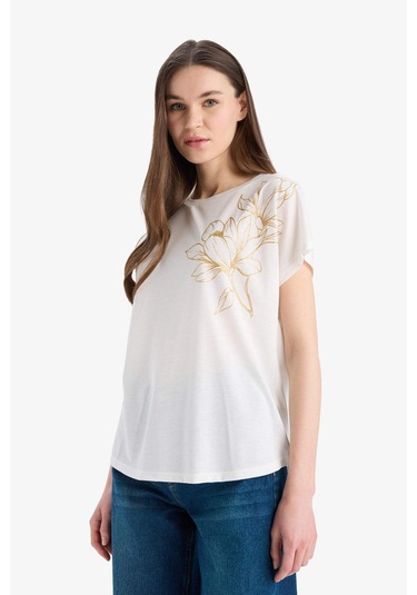 DeFacto Bisiklet Yaka Baskılı Kısa Kollu Tişört E9892AX25SMER105