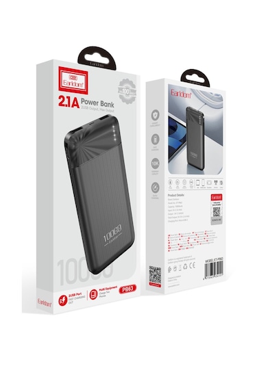 Earldom PB63 10.000 mAh 2 Adet 10W USB Çıkışlı Powerbank - Siyah