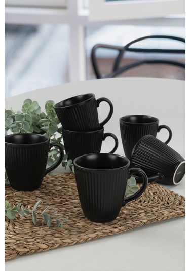 Keramika Mat Siyah Myra Kupa 10 Cm 6 Adet