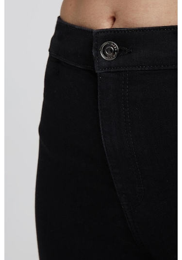 Janıe Siyah Yüksek Bel Önü Cepsiz Jegging Jean Pantolon C 4520-042