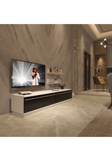 Decoraktiv Eko 4b Mdf Std Tv Ünitesi Tv Sehpası Beyaz - Siyah
