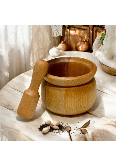 Kaf Ahşap Kayın Havan / Safran