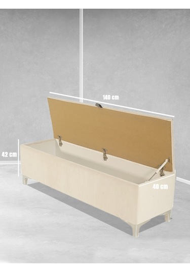 Vetra V2 Sandıklı Puf  Beyaz Dilimli Model Sandıklı Bench Puf - Sandıklı Yatak Ucu Bankı