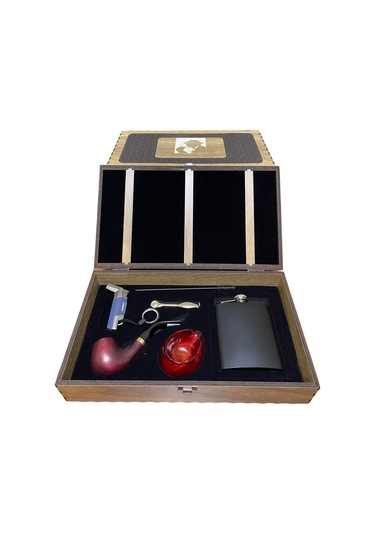 Ahlat Ağacı 7 Oz Çelik Mataralı Pipo Seti 605743-509210