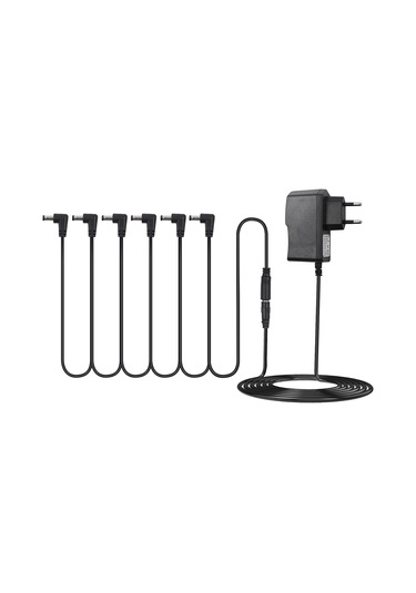 Geeksen Gitar Efekt Pedalı Güç Kaynağı Adaptörü 6 Yollu Zincir Kablo Güç Hattı Dik Açı