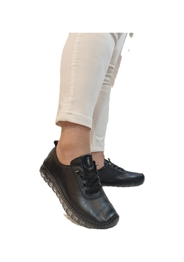 Voyager 9050 Siyah Hakiki Deri Şeffaf Taban Bayan Ayakkabı Siyah