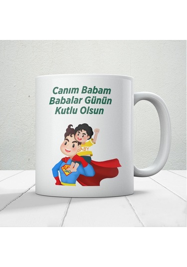 Canım Babam Baskılı Babalar Günü Kupa Bardak Kahve Kupa Bardak-5 Beyaz