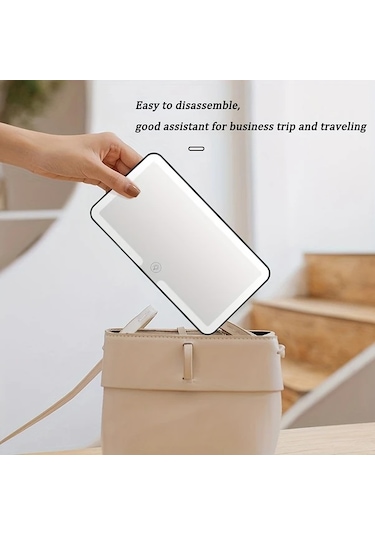 Dashanshop Beyaz Işıklı Ayrılabilir Led Araç Aynası - Yolcu Koltuğu Makyaj Aynası, Tüm Araçlara Uygun Beyaz