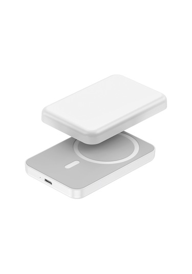Manyetik Kablosuz 5000 Mah Powerbank Magsafe Uyumlu 5w Wireless Şarj Uçakta Kullanım Sertifikalı BEYAZ