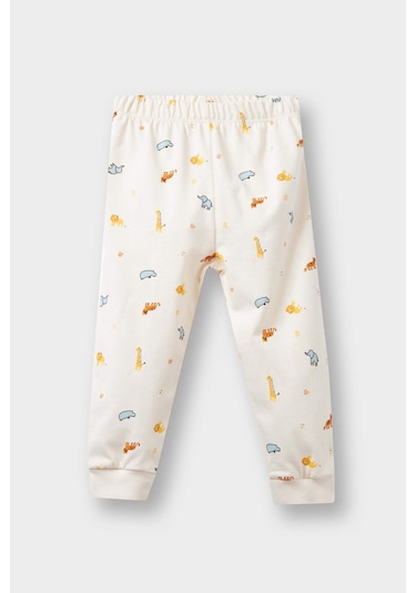 Defacto Erkek Bebek 4lü Pijama Takımı Safari Baskılı Uzun Kollu Penye Üst Uzun Alt F7197a525auer233 Ekru