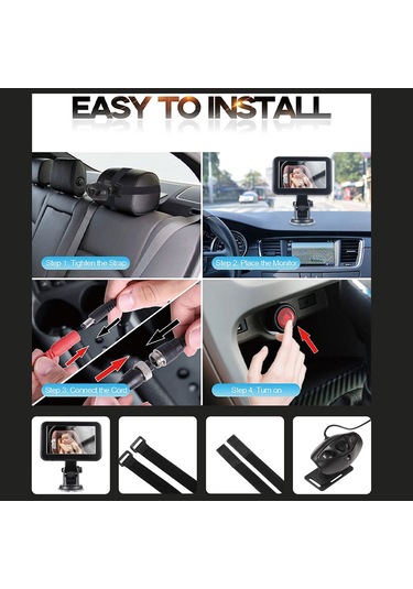 Vkemall Bebek Araba Monitörü 1080p Yüksek Çözünürlüklü Monitör Kamerası