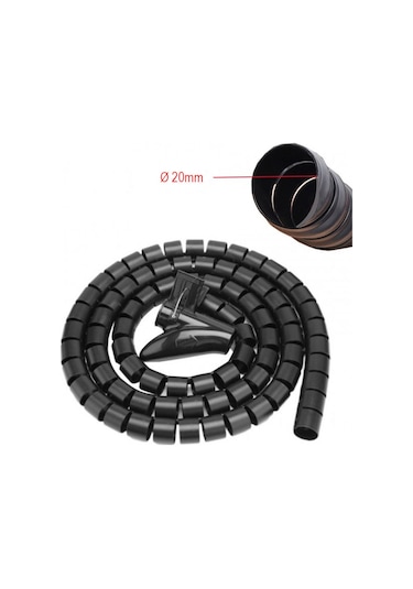 Kablo Düzenleyici Spiral Kablo Toplayıcı Çapı 20mm Siyah 1.5m