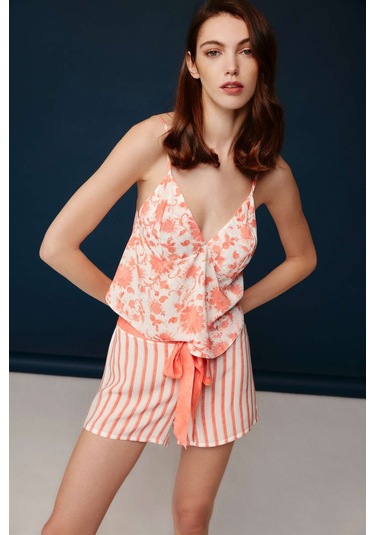 Bonnie&Clyde - Kadın Somon Viskon Şort Takımı  30005 Somon