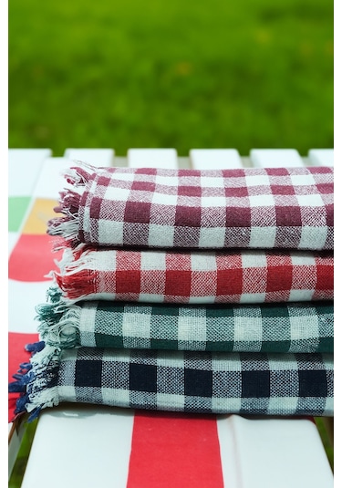 3'lü Çok Amaçlı Sofra Bezi & Piknik Sofrası & Masa Örtüsü Ekose Pötikare Desenli Çok Renkli