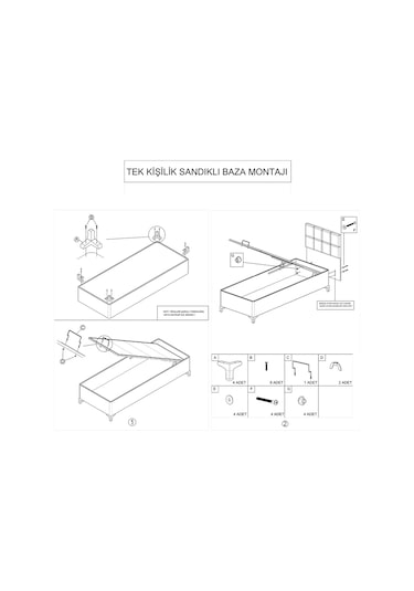 Setaymobilya Baza, Duke Lux Lacivert Tek Kişilik Baza+Başlık + Ortopedik Yatak