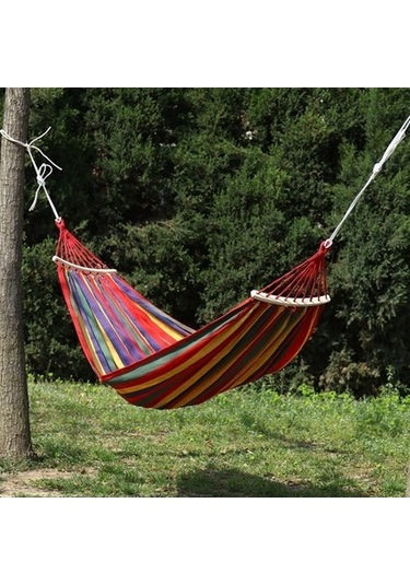 Puluz Kanvas Hamak 260x150 Kırmızı Çizgili, 200 Kg Taşıma Kapasiteli, Hilal Çubuklu Ve Saklama Çantası Dahil Kırmızı