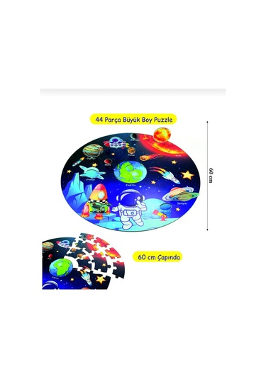 3d Uzay Yolculuğu Büyük Ahşap Puzzle - Büyük Boy 44 Parça - 60 X 60 Cm