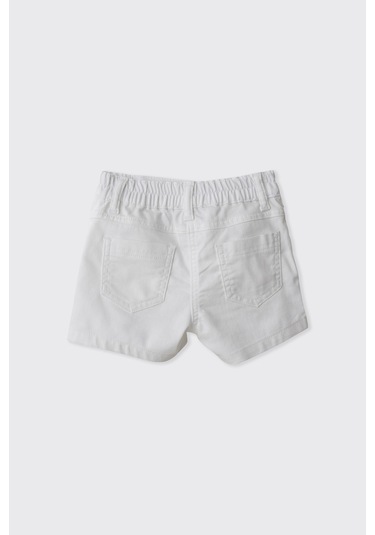 Panço Kız Çocuk Beli Lastikli Şort Beyaz