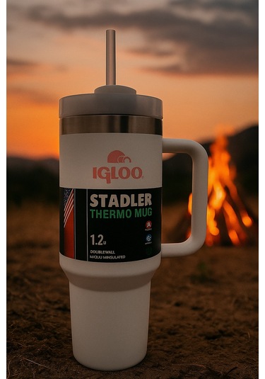 Igloo Stadler Çelik Thermo-mug 1.2 Litre Beyaz-pembe 12saat Sıcak/18saat Soğuk Saklama Beyaz  - Pembe