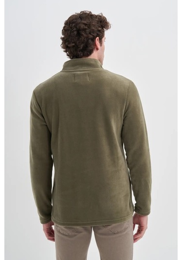 Cazador Yarım Balıkçı Yaka Kalın Polar Regular Fit Sweatshirt-56320 Yeşil