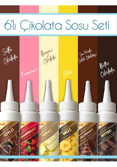 Güllüoğlu Waffle & Pankek & Tatlı & Dondurma Sos Çikolata Sosu Seti 6'lı