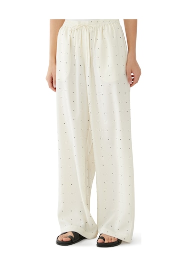 Rohe Şık Polka Noktalı Ipek Pantolon Creme