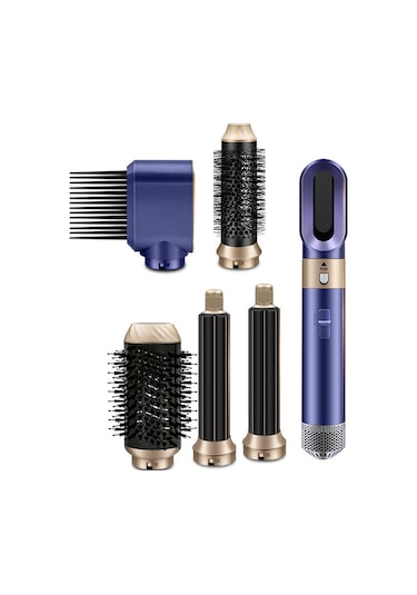 Tcherchi 6'sı Bir Arada Sıcak Hava Saç Kurutma Makinesi, Bukle Maşası, Düzleştirici Saç Şekillendirme Seti 6 İn 1 Mor
