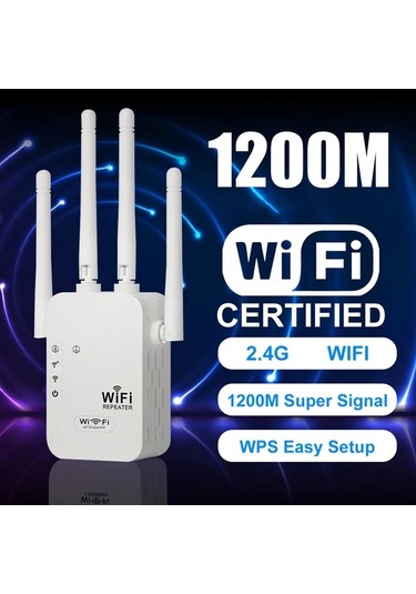 Xuweiwei Beyaz Wifi Genisletici 1200mbps 4 Antenli 360 Tam Kapsama Alani 35 Cihaz Icin Eu Fis Ethernet Portu Ev Ofis Kafe Icin Sinyal Guclendirme