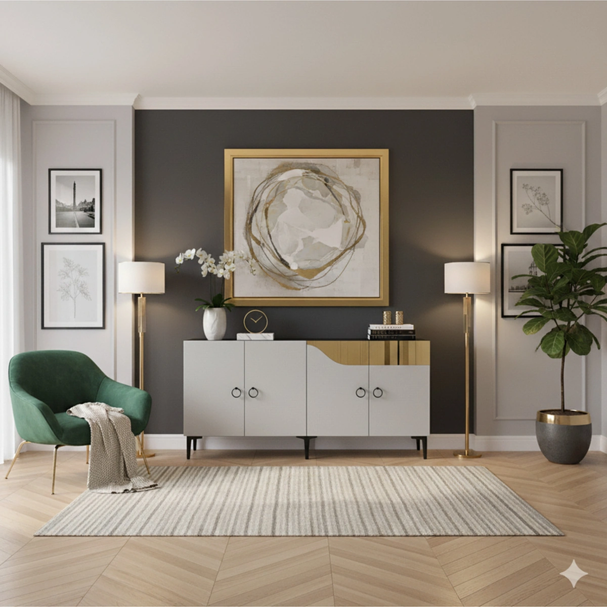 Ka1514bg Gama150 Konsol, Kahve Köşesi, Tv Sehpası Beyaz-gold 150cm Beyaz