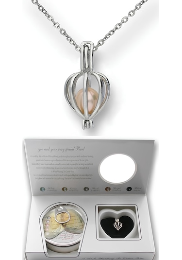 Markafox Sevgililer Günü için İstiridye İçinde Gerçek İnci Kolye Gümüş