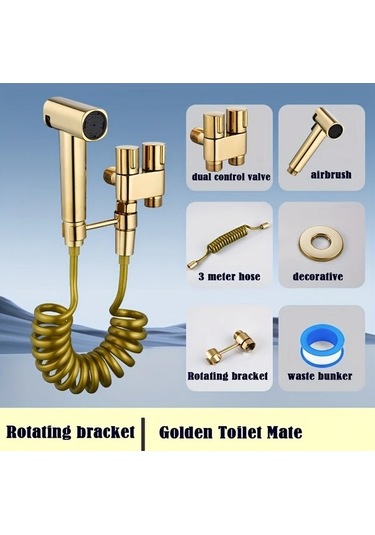 Fastbuy Challenger Altın Dayanıklı Tuvalet Sprey Tabancası 3m Hortumlu Bide Hijyen Aracı Altın