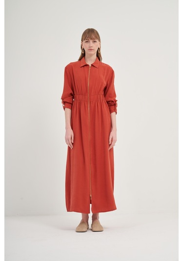 Ftz Modal Elbise Kiremit 31033 Kiremit