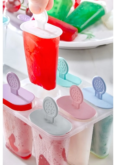 Rotanev Renkli Pratik 6 lı Meybuz Dondurma Kalıbı | 6 Adet Buz Meybuz Ve Dondurma Kalıbı