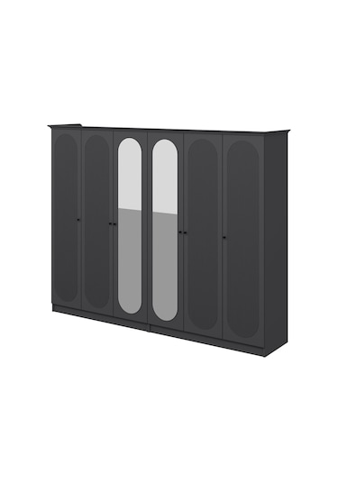 Kale 6 Kapak 2a 4ç Dolap Antrasit - Mebran Defne Ayna Antr 190cm Antrasit