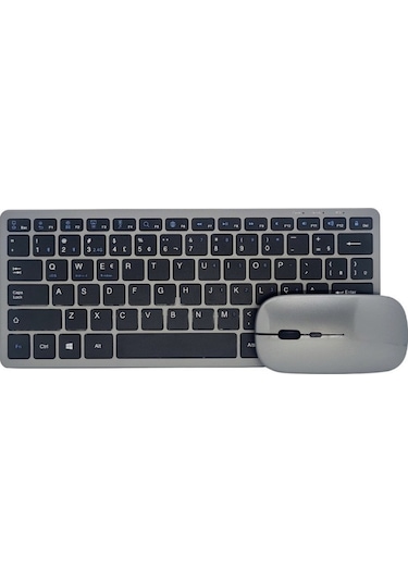 Kablosuz Bluetooth Klavye Mouse Seti Şarjlı Tablet Laptop Uyumlu Lazer