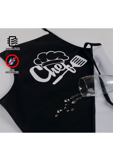 Beautiful Sıvı Geçirmez Su Geçirmez Mutfak Önlüğü Siyah1