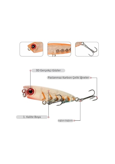 Valkyrie 7 Adet Zıpır Rapala Olta Yem Seti - 4.8cm - 3.8gr Bilyalı 3d Göz Karbon Çelik İğne 7 Farklı Renk